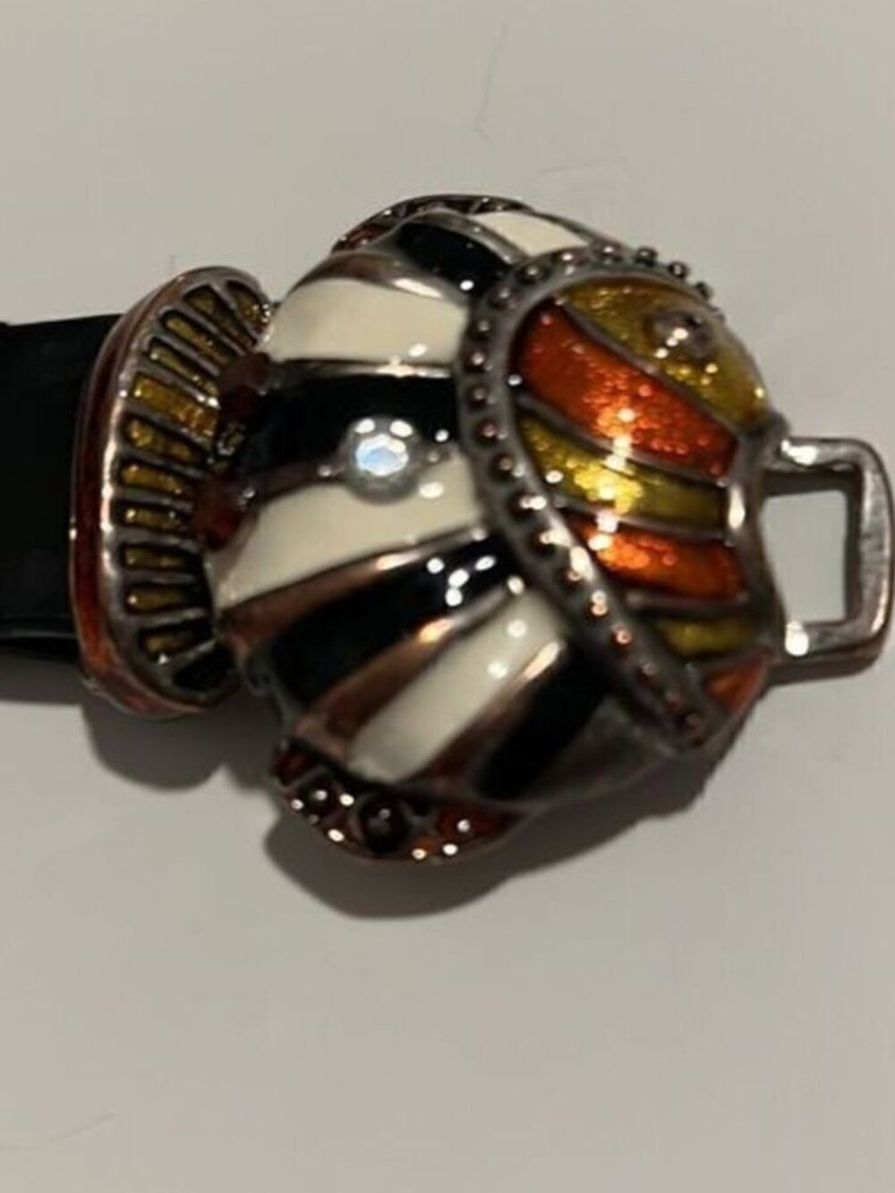 Chico’s Adjustable Leather Enameled Bling Fish Leather Belt Size S/M - Picture 7 of 10